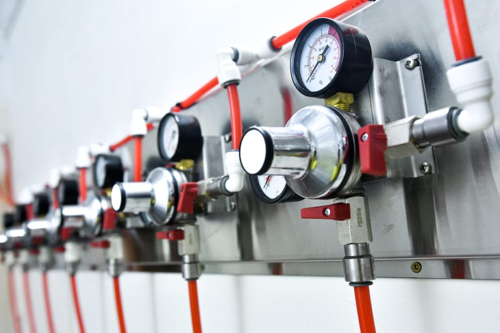 beer gas system in cellar