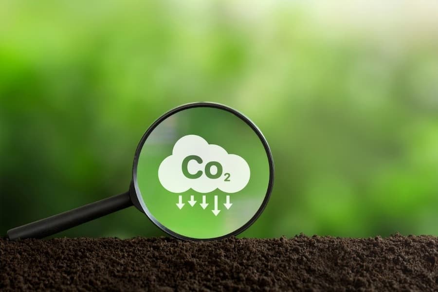 A magnifying glass on a dirt surface