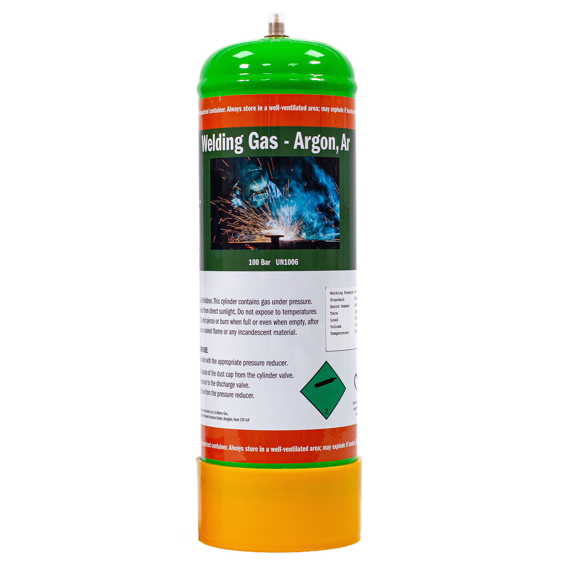 Argon Gas Bottle 220L for TIG & MIG Welding – 2.2L (M10×1 RH)
