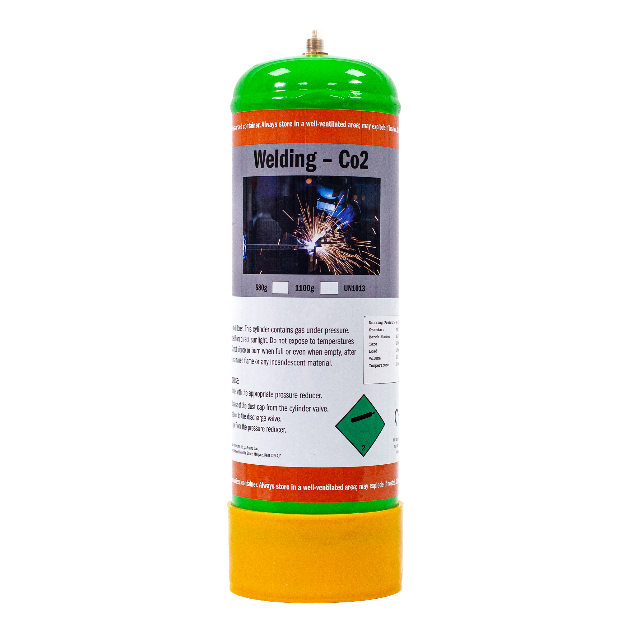 CO₂ Gas Bottle 1100g for MIG Welding – 2.2L (M10×1 RH)