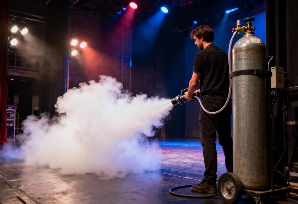 Buy CO2 for stage and theatre special effects online from Adams Gas. Rent-free CO2 cylinders for CO2 jets, low foggers and FX systems in theatres, clubs and live events.
