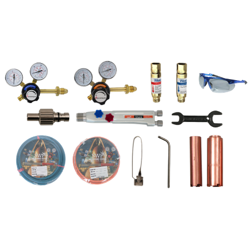 Oxygen and Propylene Heating Kit with torch, hoses, and regulators for industrial heating applications